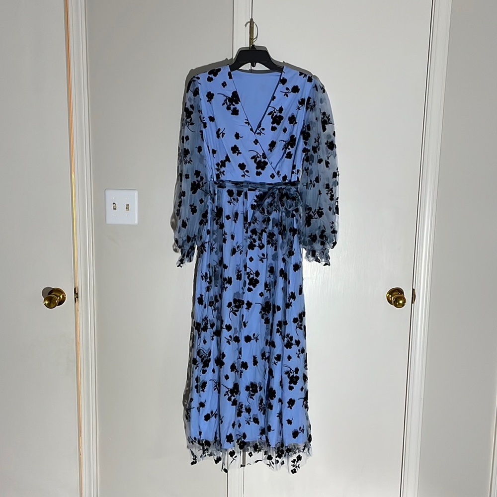 Baby blue floral midi dress. SHEIN.